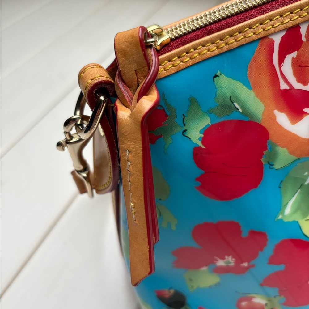 Dooney & Bourke Blue Floral Satchel Handbag - Picture 9 of 17
